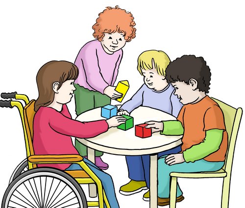 Kinder sitzen am Tisch und spielen